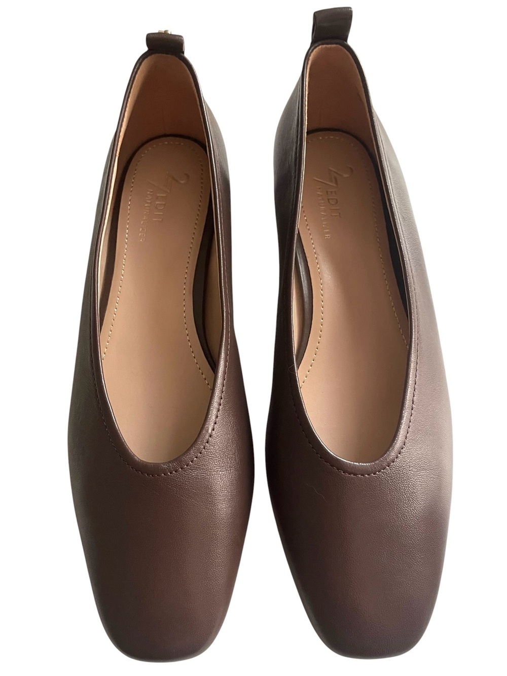 Naturalizer 27 Edit Carla Women's Ballet Flats Chocolate Leather Square Toe 9M